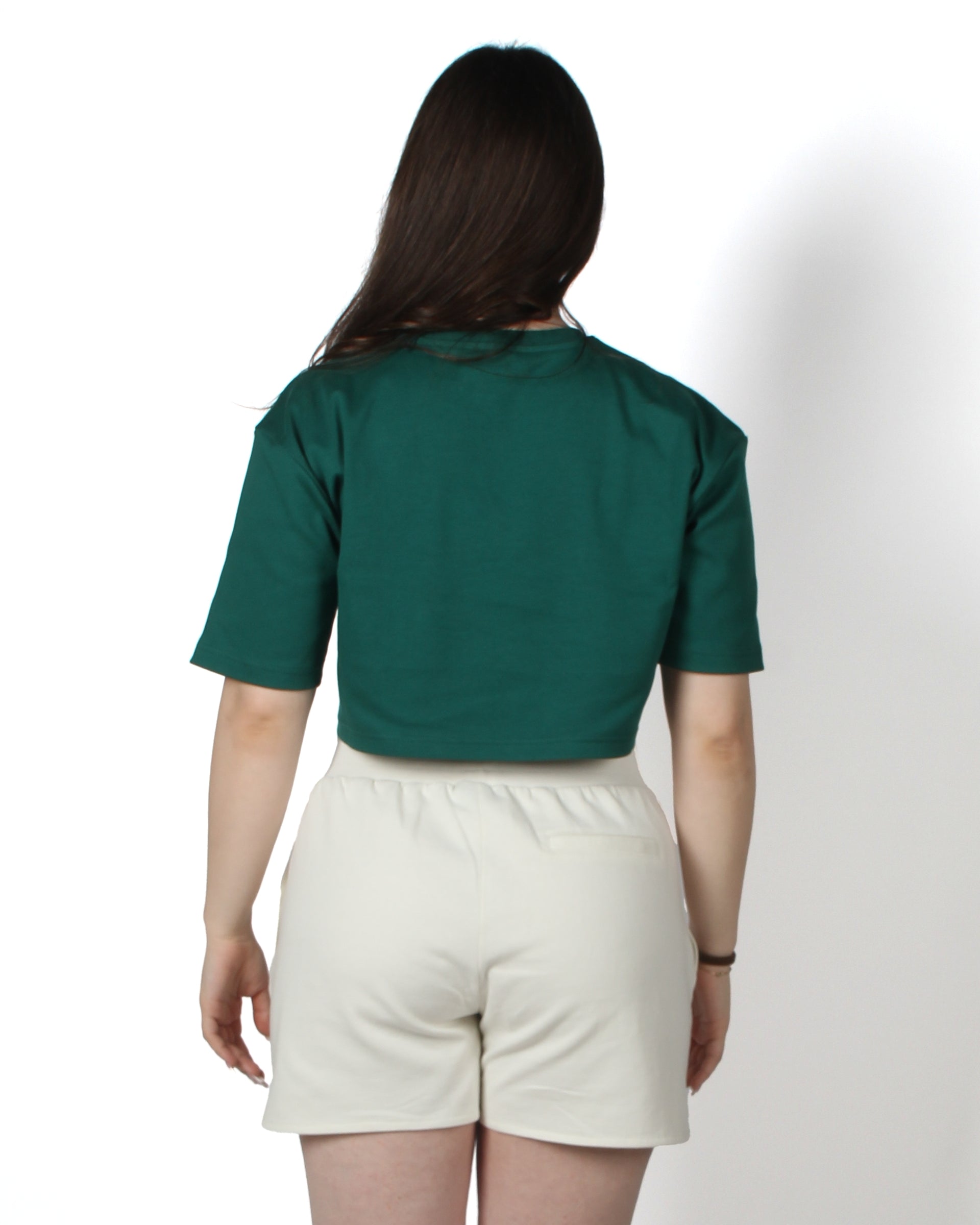 Oversized Crop T-Shirt with Print and Embroidery
