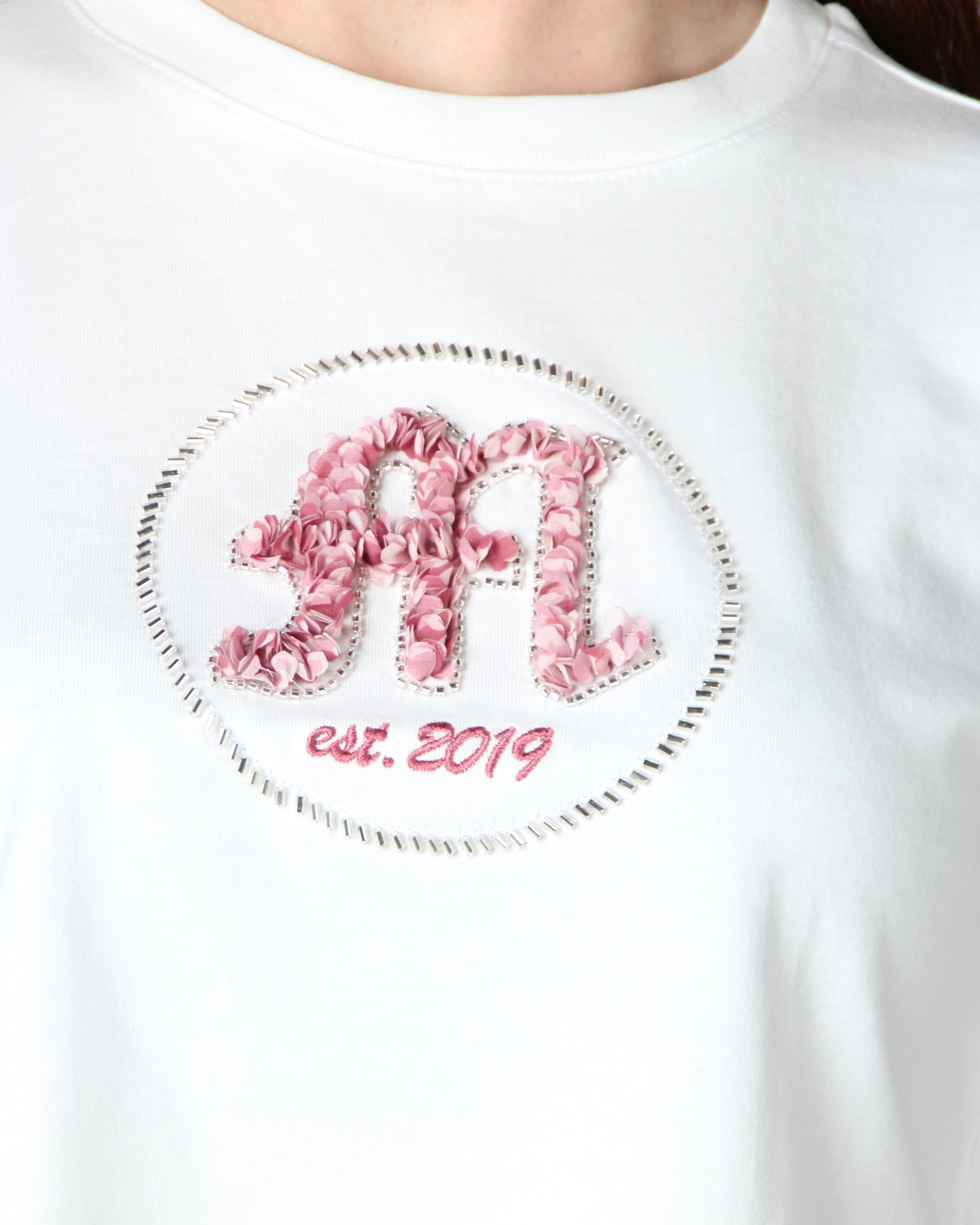 Oversized Crop T-Shirt Beaded Model